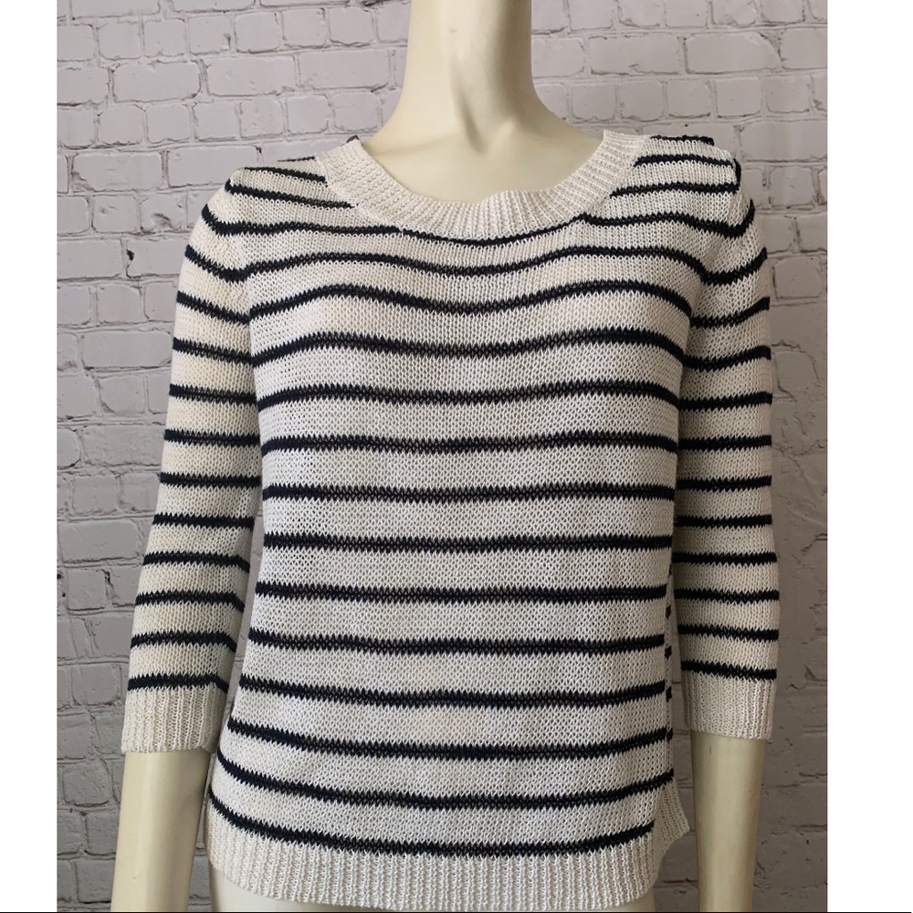 AQUA cable knit striped sweater